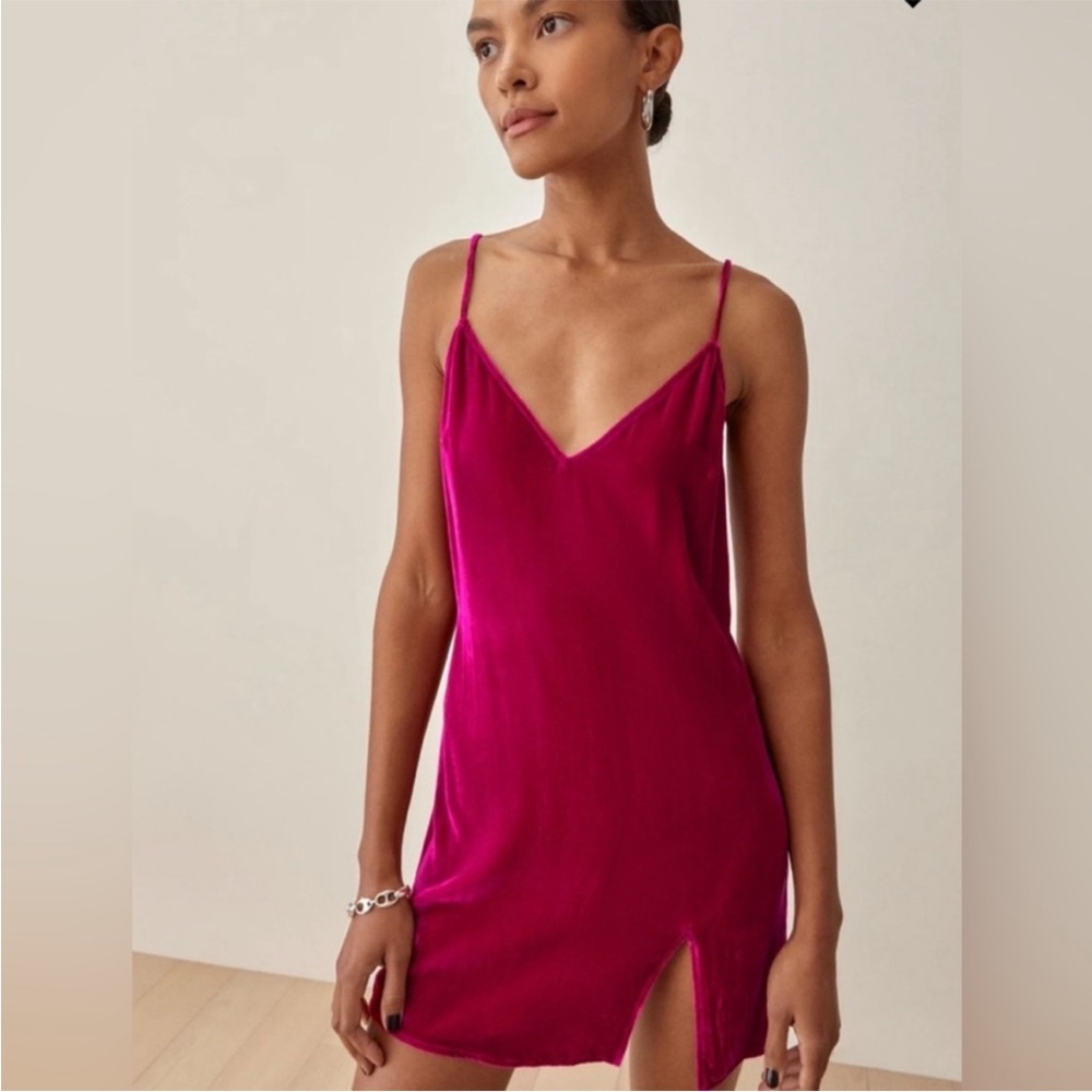 Reformation Lyza Velvet Mini Dress